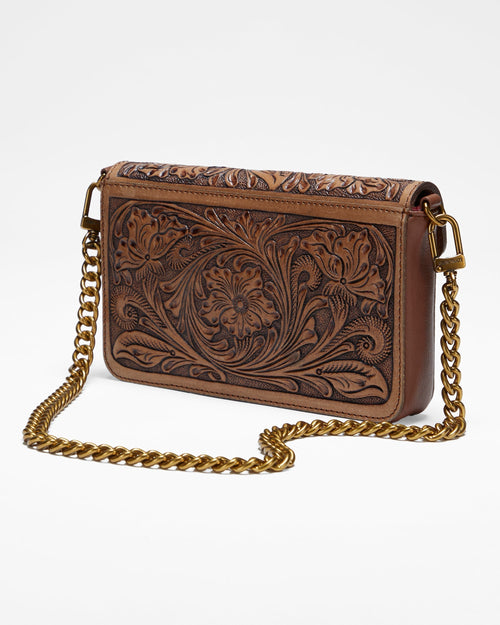Loyal West The On The Go Mini Chain Bag- In Handtooled Leather