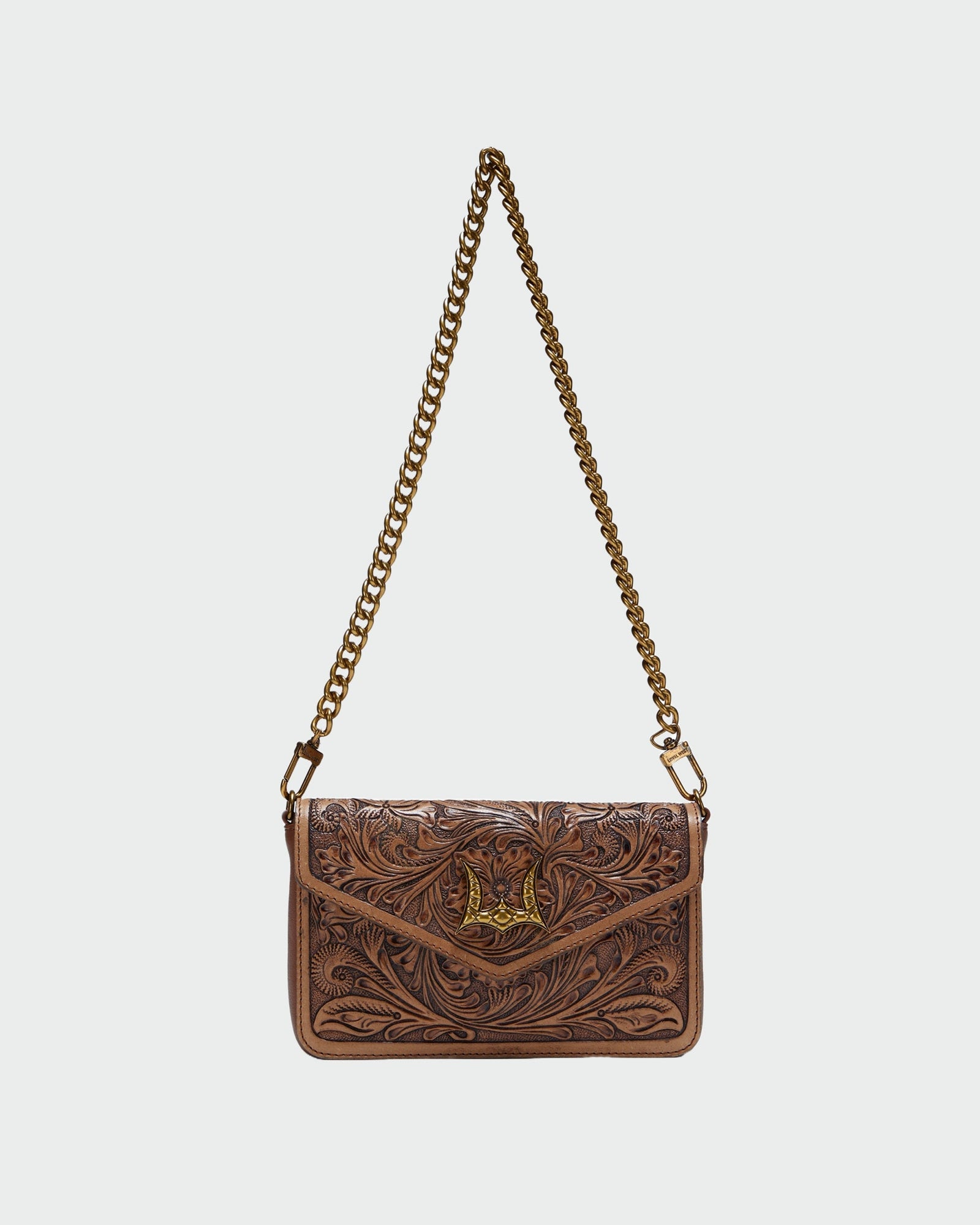 Loyal West The On The Go Mini Chain Bag- In Brown & White Cowhide And Calfskin