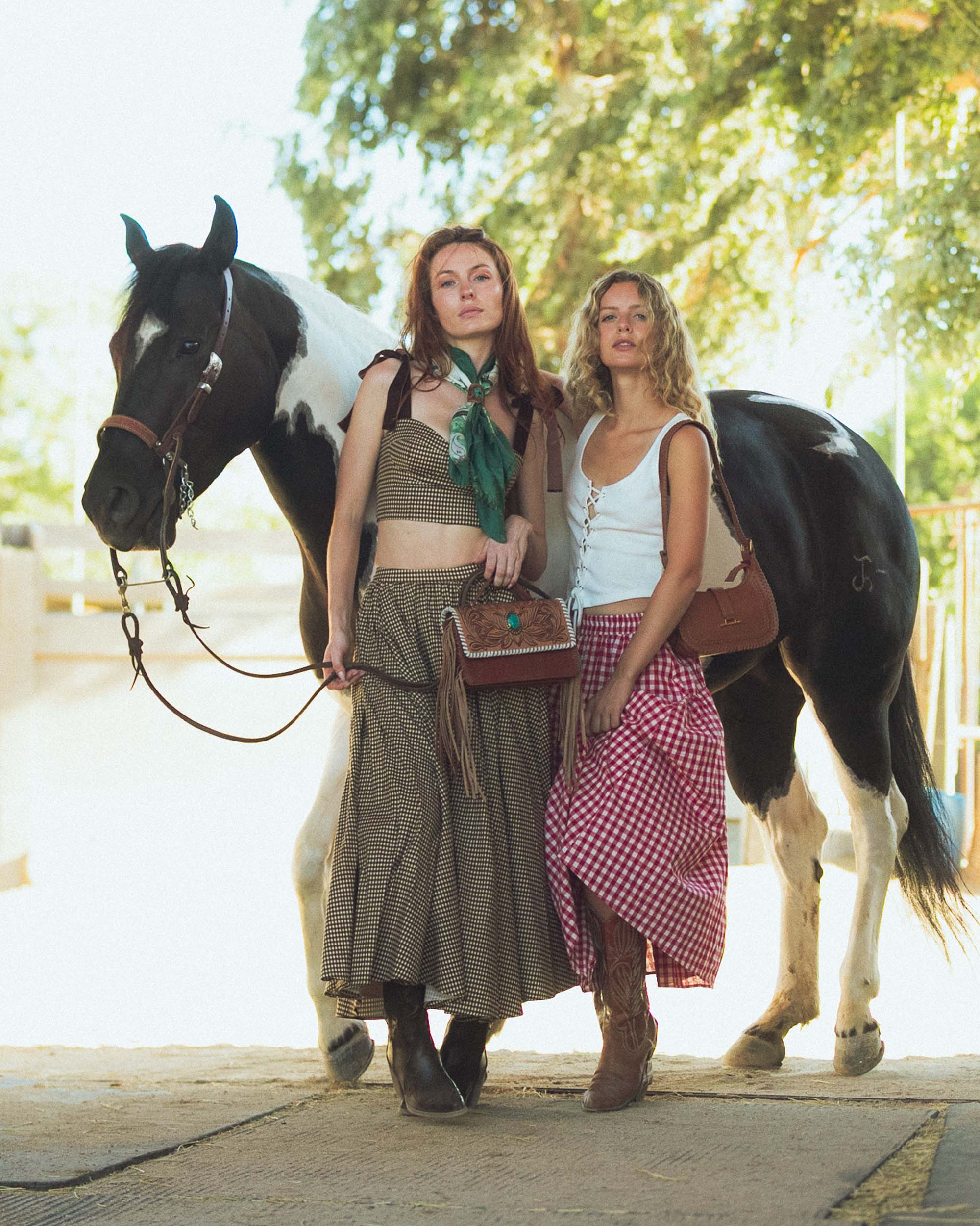 Loyal West Daylight'S Ballet Silk Scarves With Handtooled Leather Slider - Western Sky