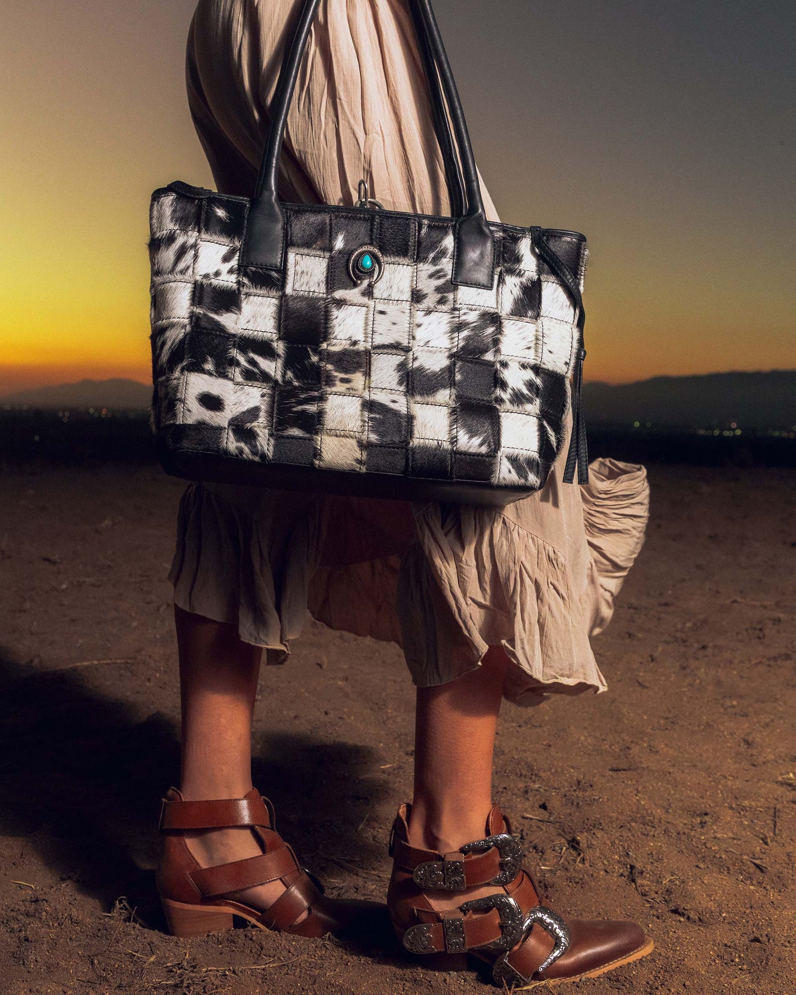 Rodeo Ankle Bootie In Calfskin - Bone & Saddle