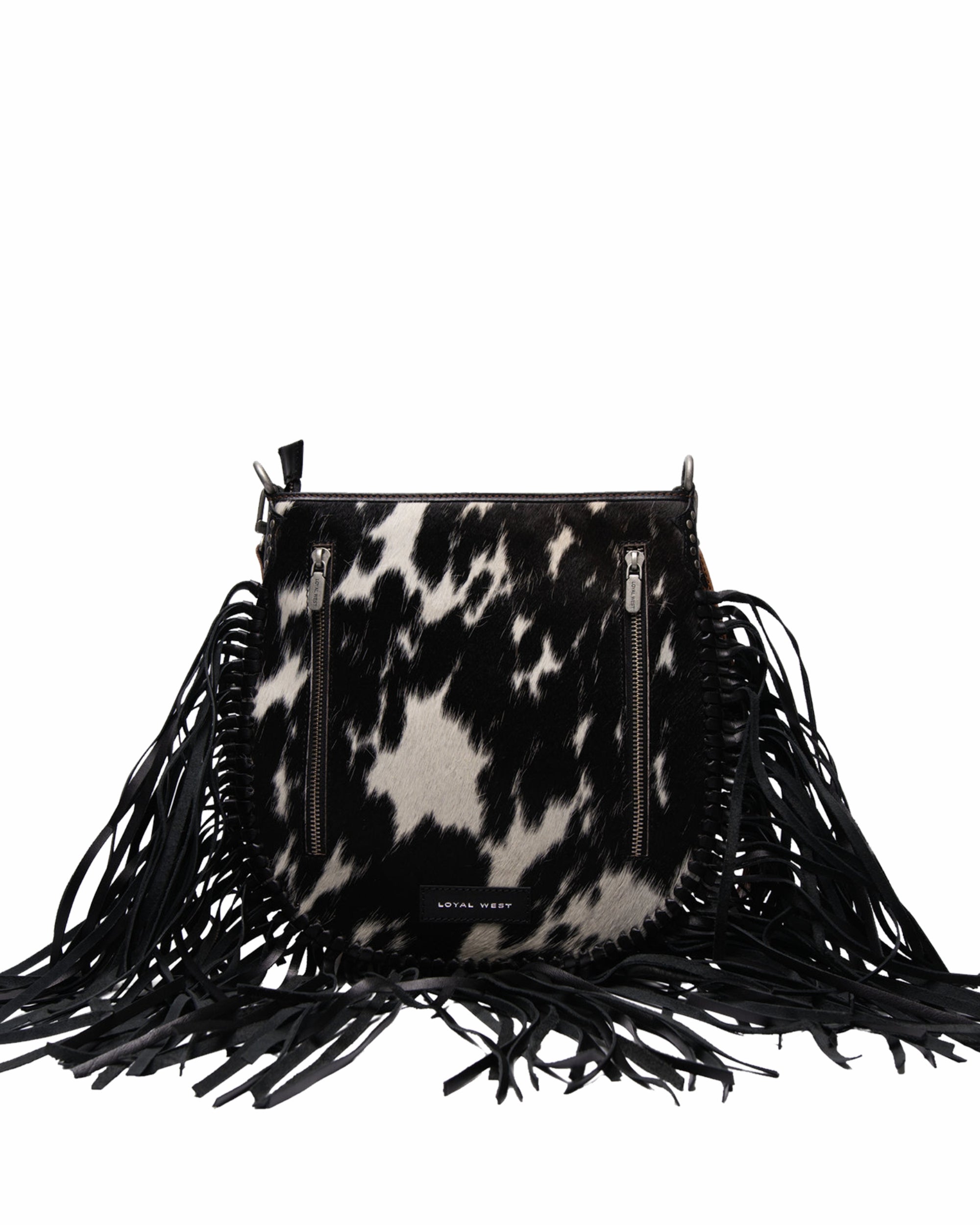 Loyal West Mojave Tassle Bag - Black & White Cowhide