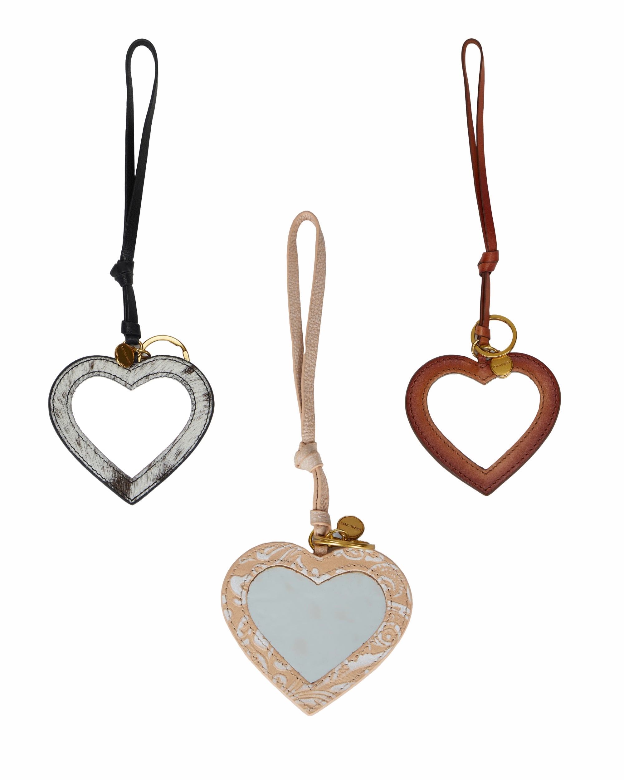 Loyal West Heart Shape Bag Charm In Black & White Cowhide