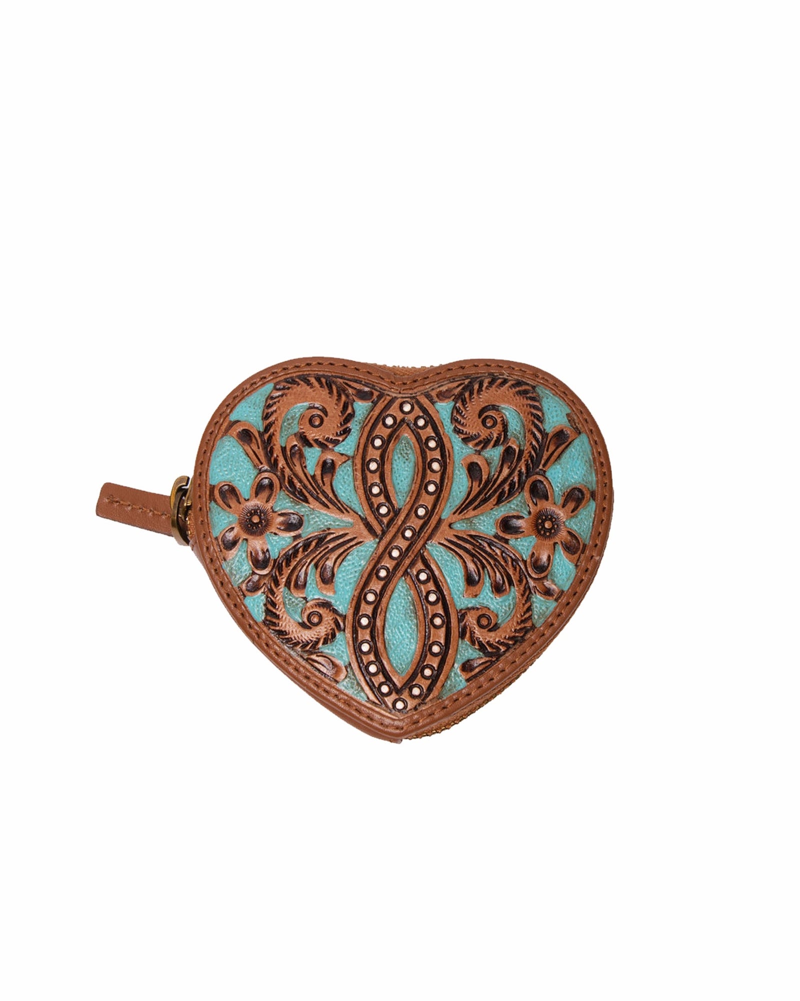 Cupid Coin Pouch Handtooled Leather - Whiskey & Water