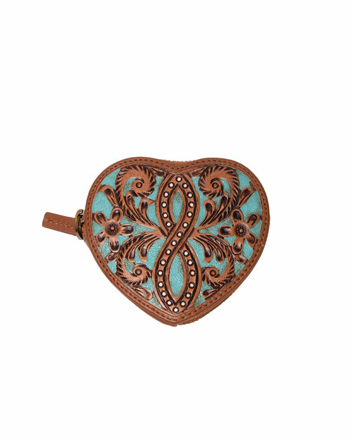 Cupid Coin Pouch Handtooled Leather - Whiskey & Water