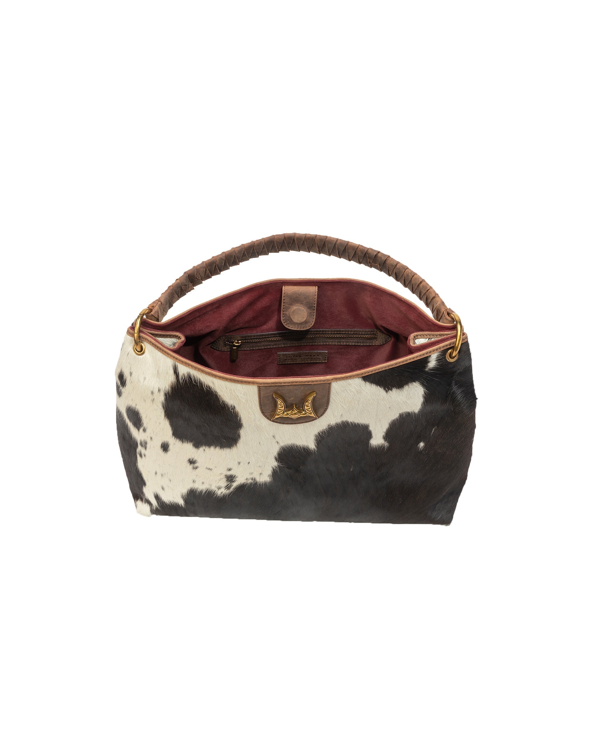 Lw Large Hobo Bag In Black & White Cowhide