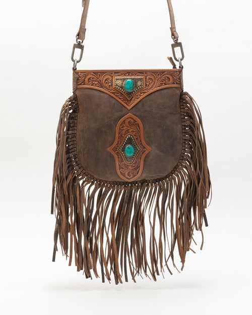Mojave Tassle Bag In Brunette Leather