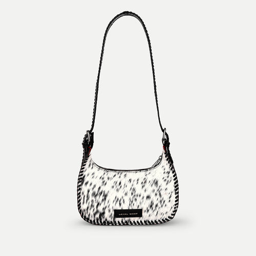 Dannia Medium Purse In Black & White Cowhide