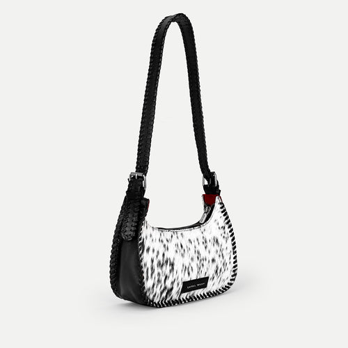 Dannia Medium Purse In Black & White Cowhide