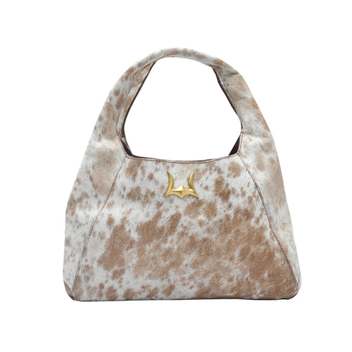 VITA SERVANS HOBO BAG - BROWN & WHITE COWHIDE