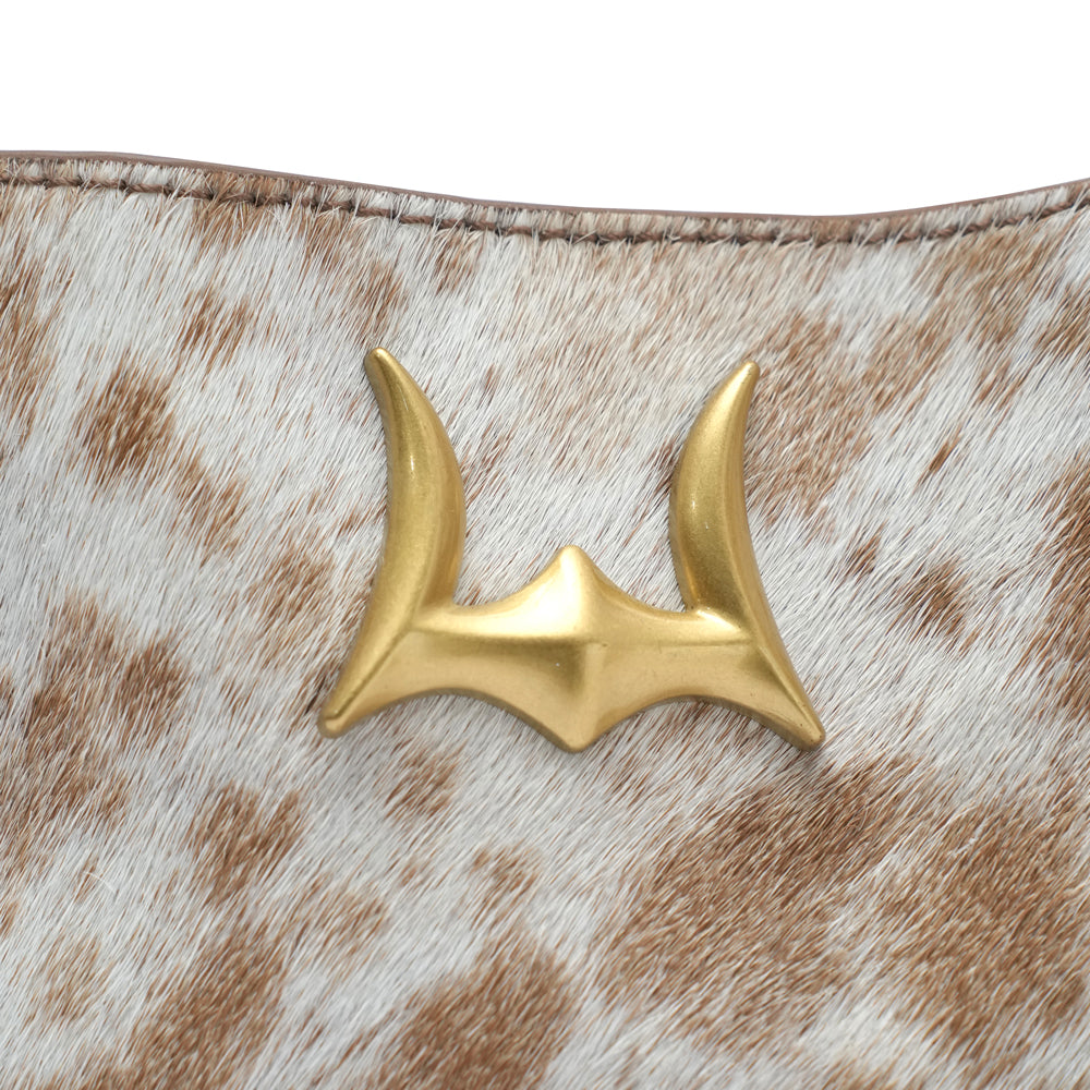 VITA SERVANS HOBO BAG - BROWN & WHITE COWHIDE