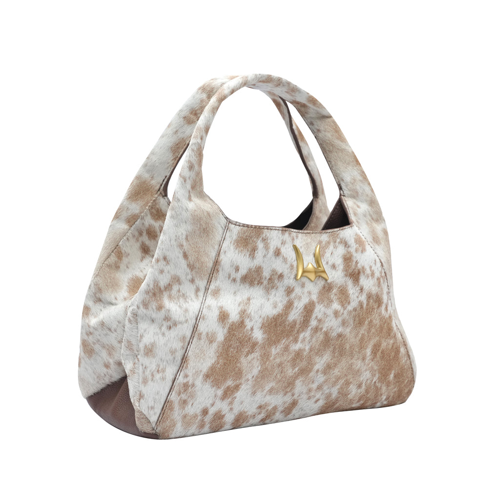 VITA SERVANS HOBO BAG - BROWN & WHITE COWHIDE