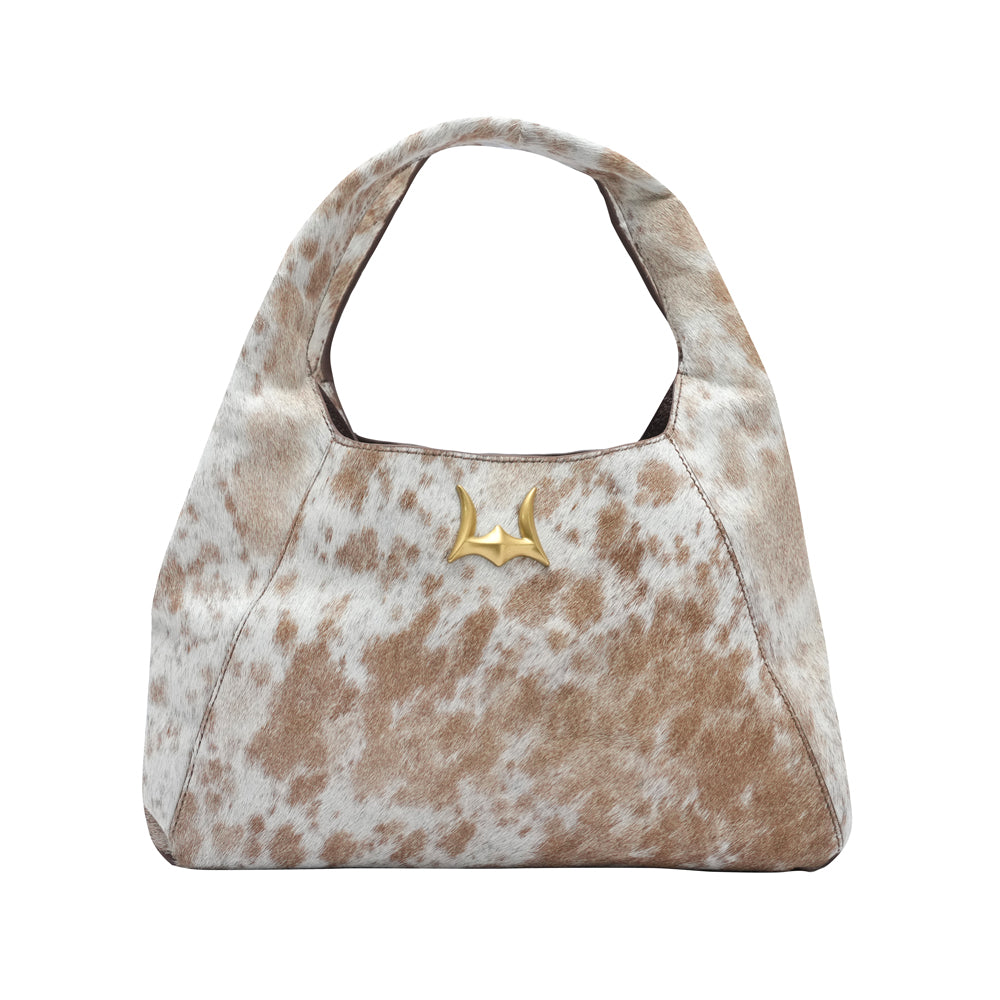 VITA SERVANS HOBO BAG - BROWN & WHITE COWHIDE
