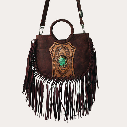 Sedona Tassle Bag - Oiled Ruby Leather