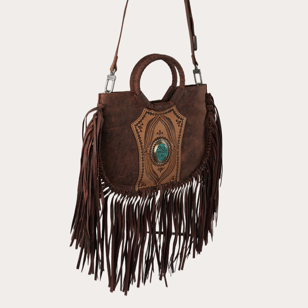 Sedona Tassle Bag - Oiled Ruby Leather