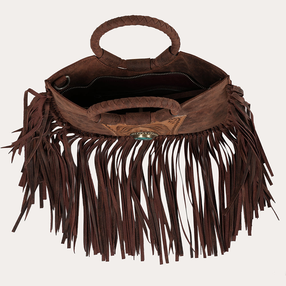 Sedona Tassle Bag - Oiled Ruby Leather