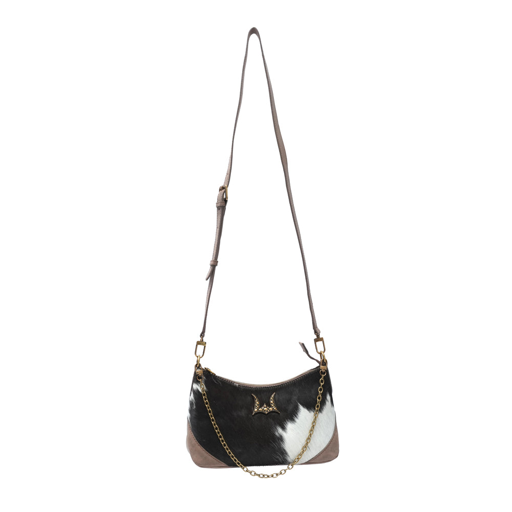 MONTANA MEDIUM SHOULDER BAG - BLACK & WHITE COWHIDE