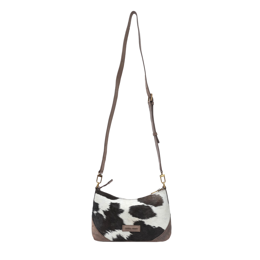 MONTANA MEDIUM SHOULDER BAG - BLACK & WHITE COWHIDE