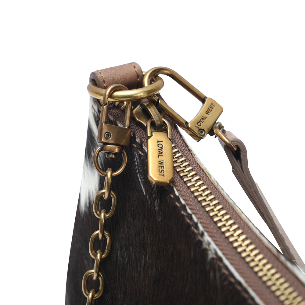 MONTANA MEDIUM SHOULDER BAG - BLACK & WHITE COWHIDE