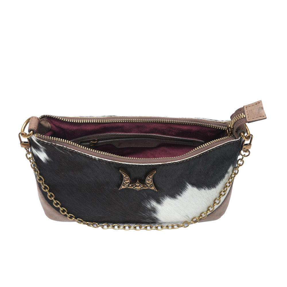 MONTANA MEDIUM SHOULDER BAG - BLACK & WHITE COWHIDE