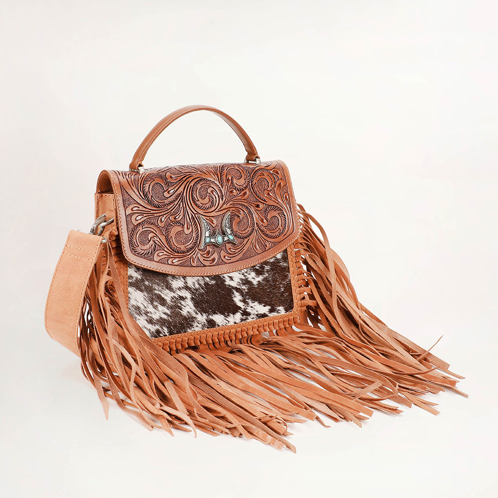 Loyal West Classic Flap Medium Tassle Bag Floria Handtooled