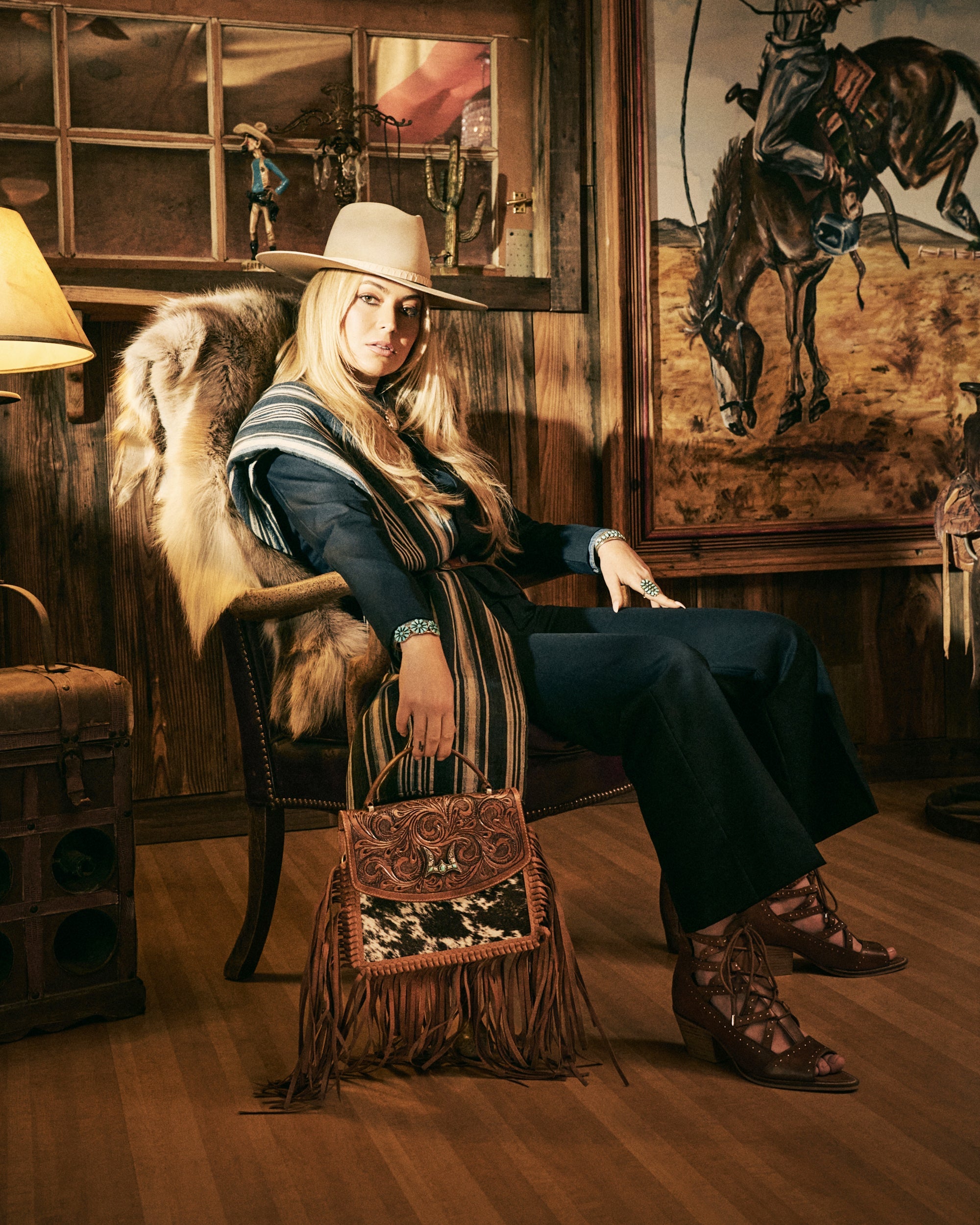 Loyal West Classic Flap Medium Tassle Bag Cowhide And Calfskin