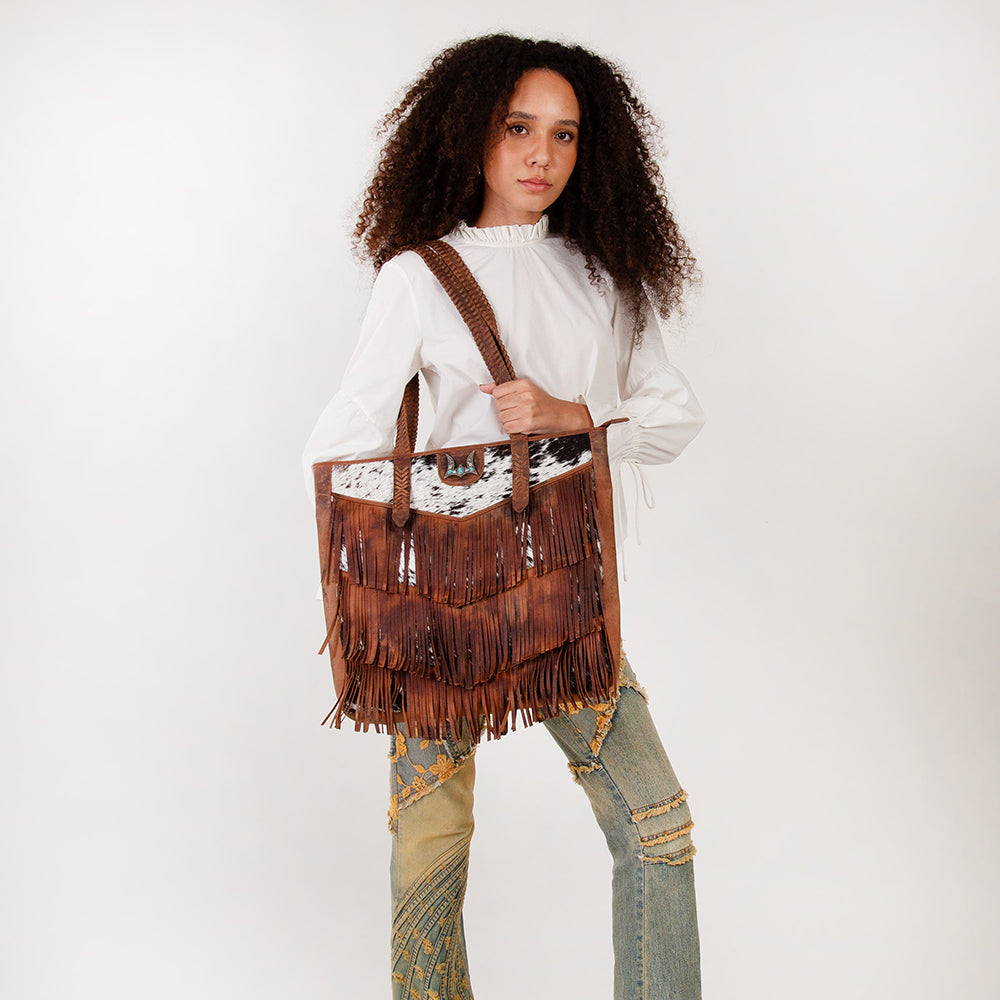 Loyal West Classic Flap Medium Tassle Bag Cowhide And Calfskin