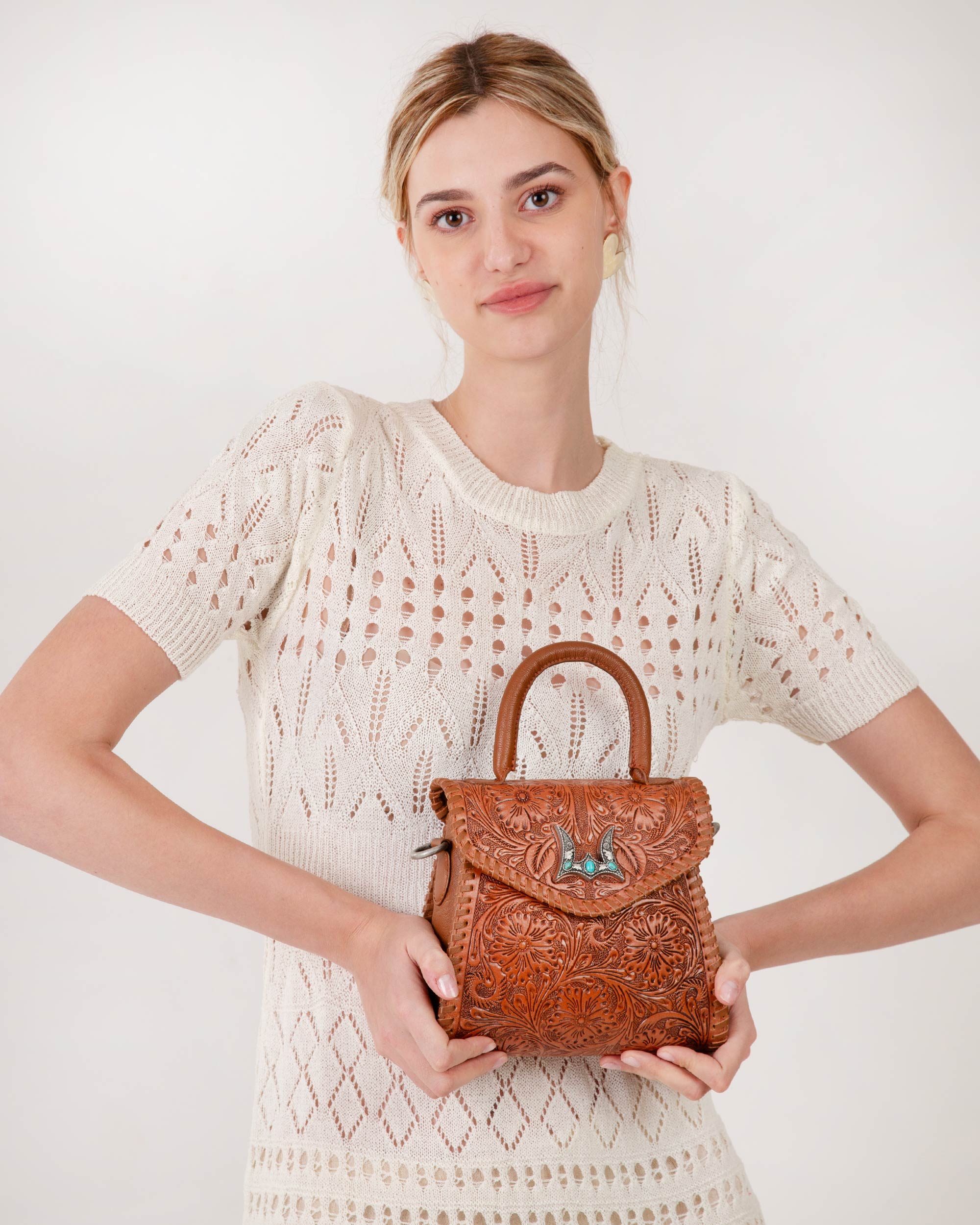 Loyal West Leon Mini Handle Purse - Brown