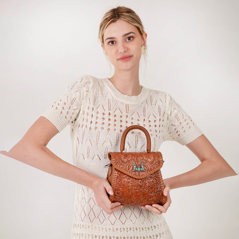 Loyal West Leon Mini Handle Purse - Brown