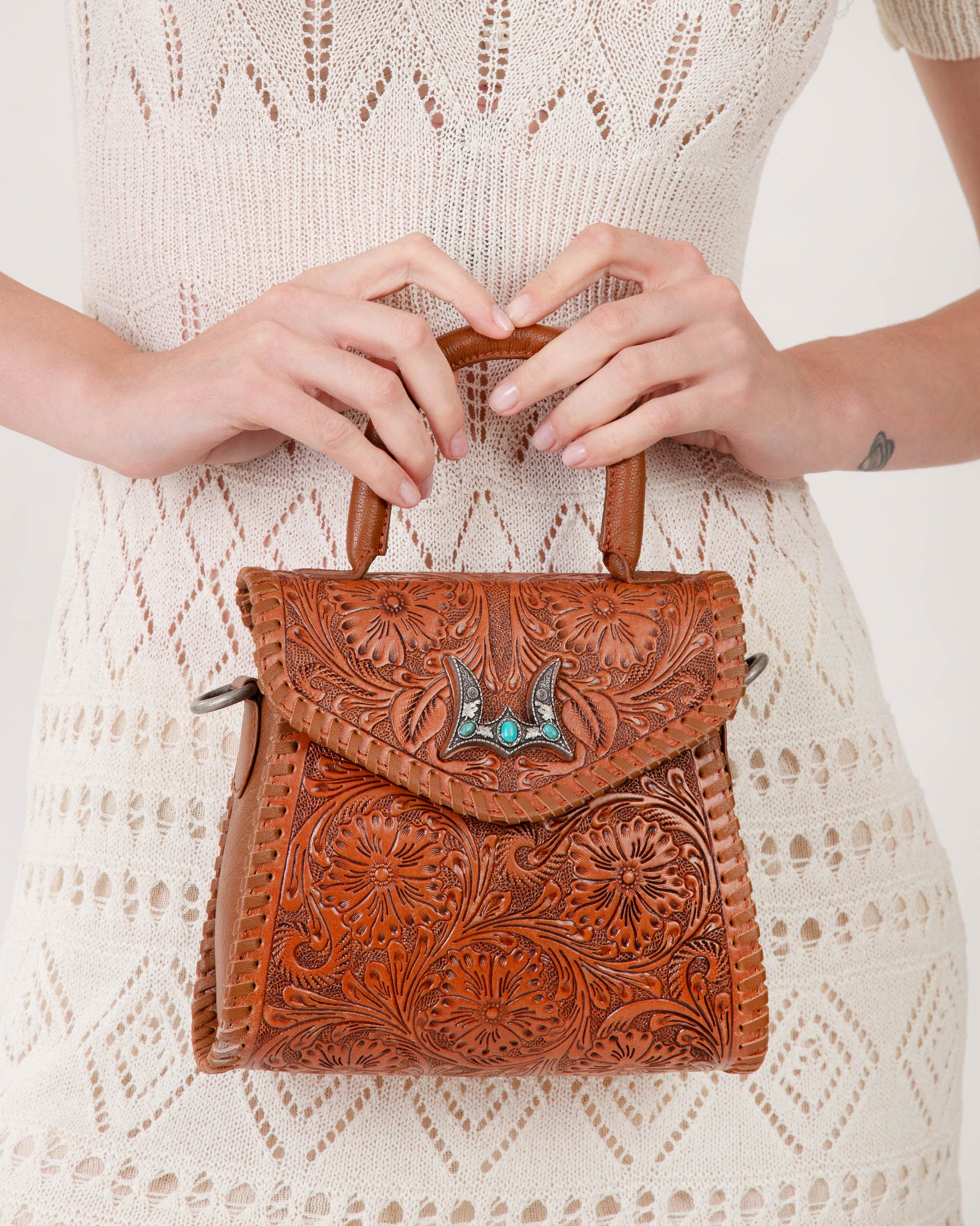 Loyal West Leon Mini Handle Purse - Brown