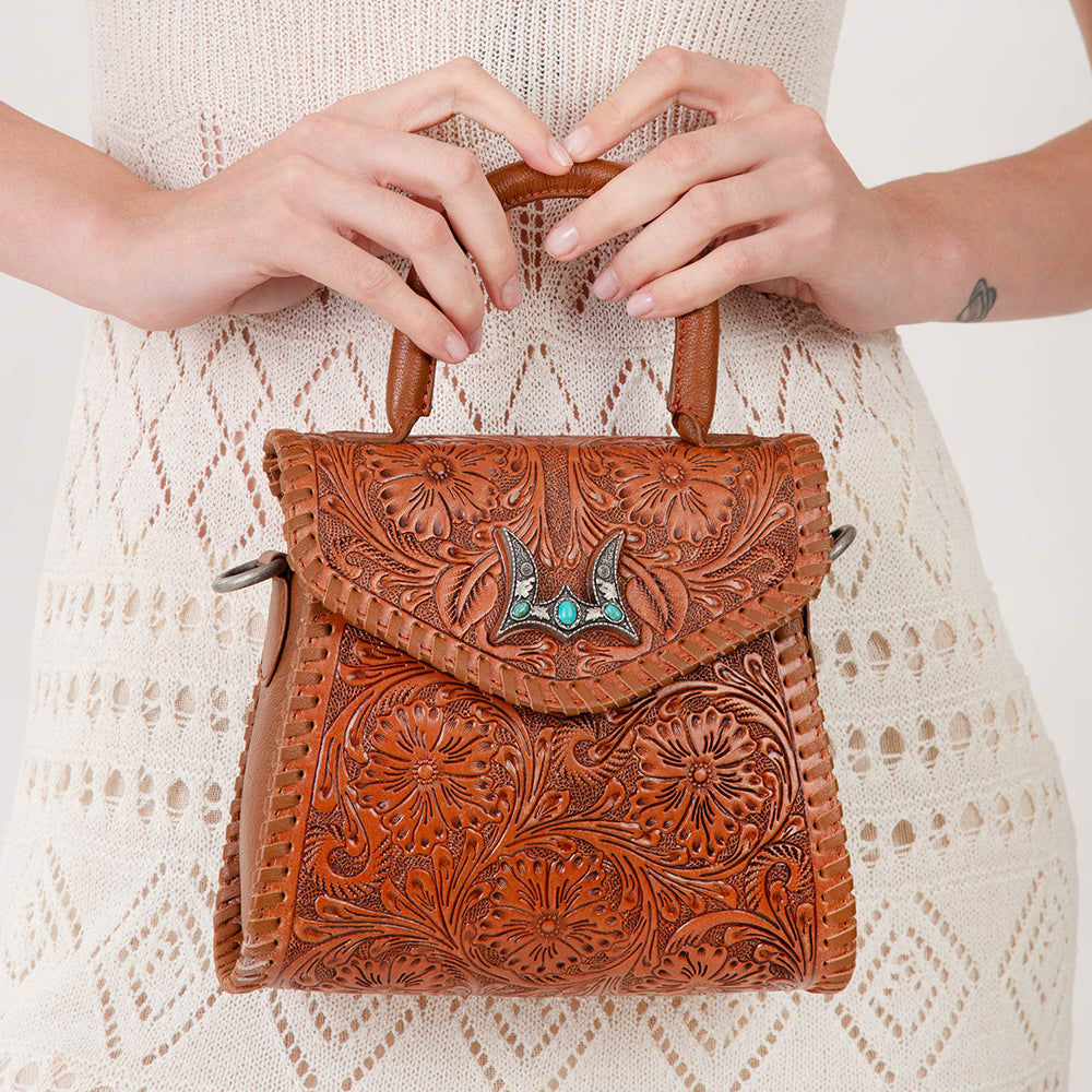 Loyal West Leon Mini Handle Purse - Brown