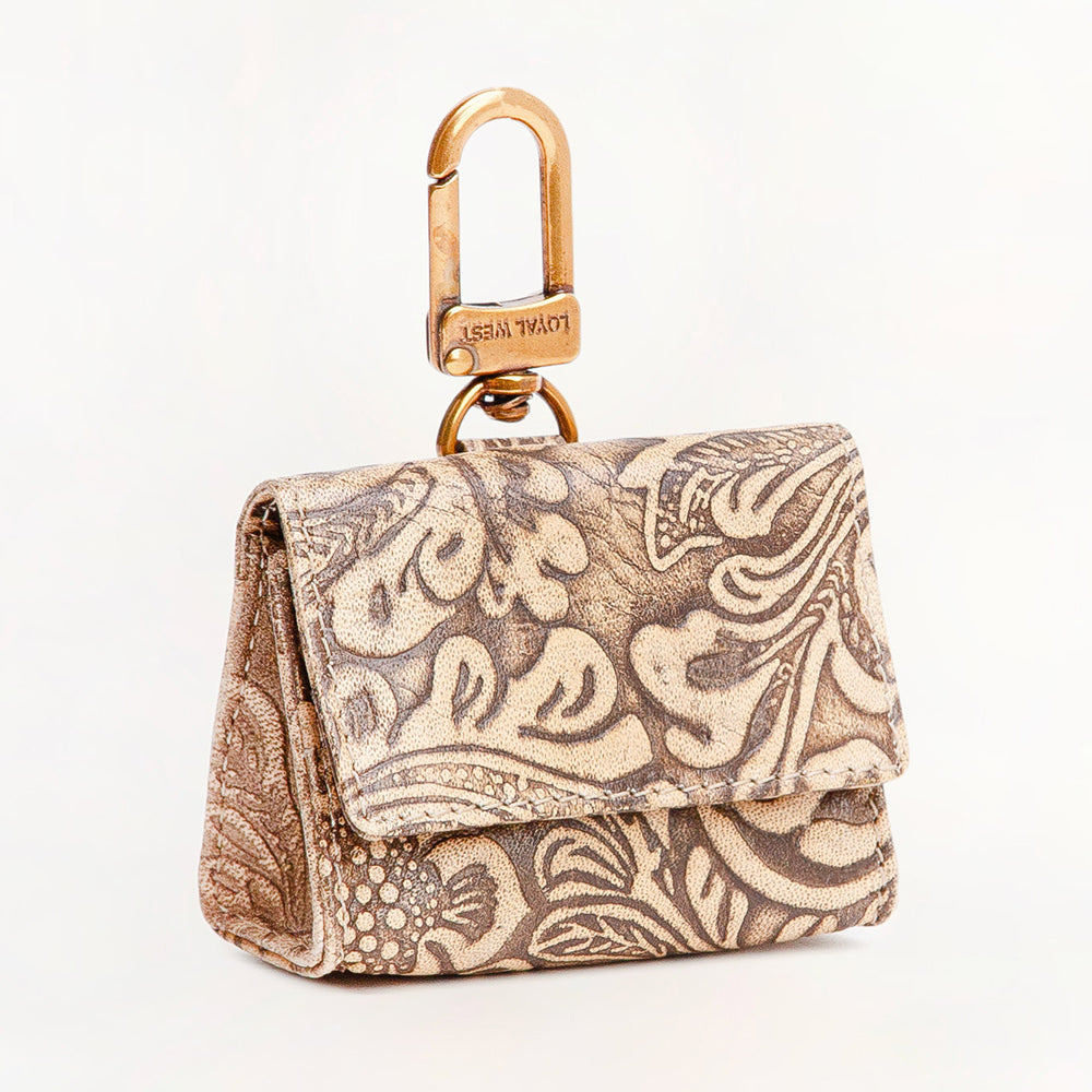 Loyal West Gloriana Clip On Bag Charm Embossed Floral