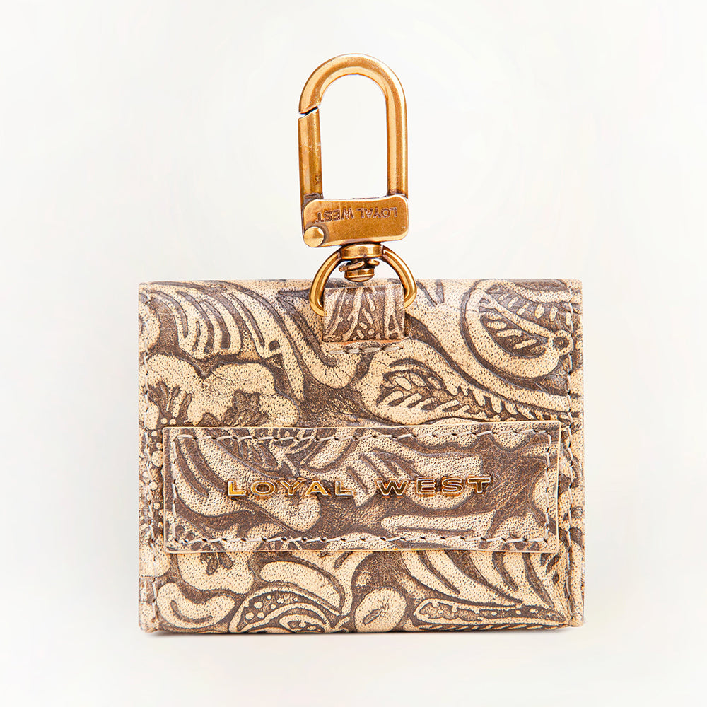 Loyal West Gloriana Clip On Bag Charm Embossed Floral