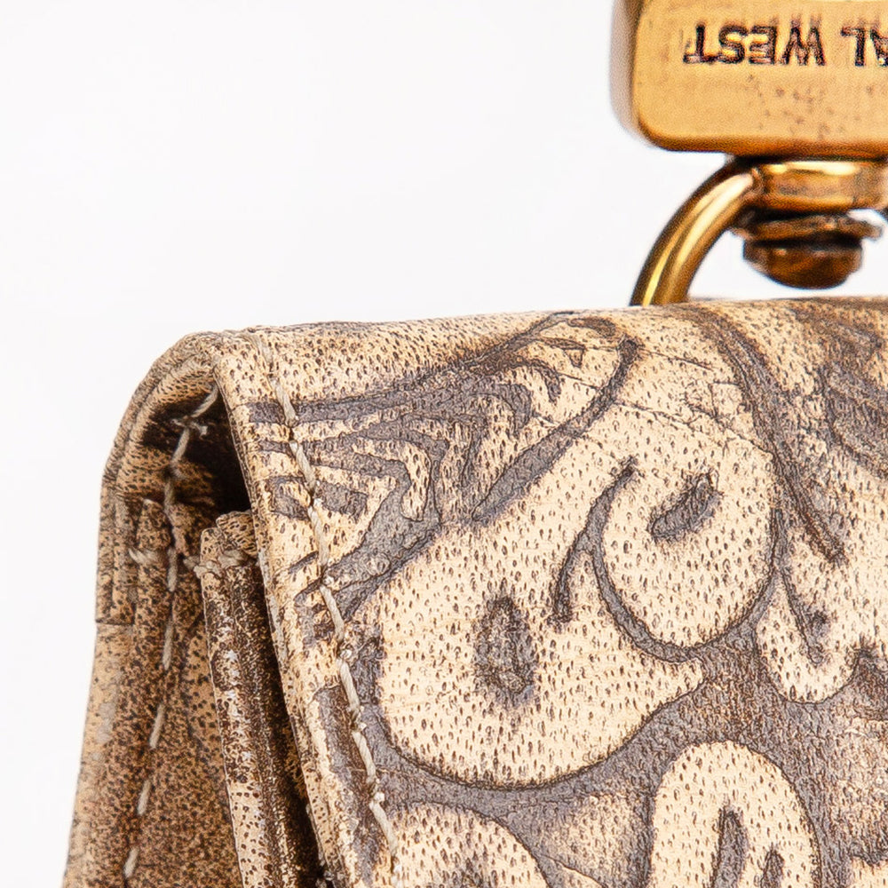 Loyal West Gloriana Clip On Bag Charm Embossed Floral