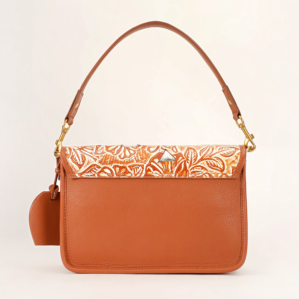 Loyal West Shell Medium Purse Golden Floral Leather