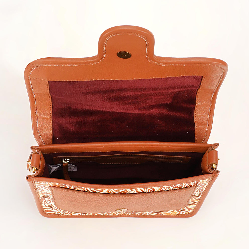 Loyal West Shell Medium Purse Golden Floral Leather