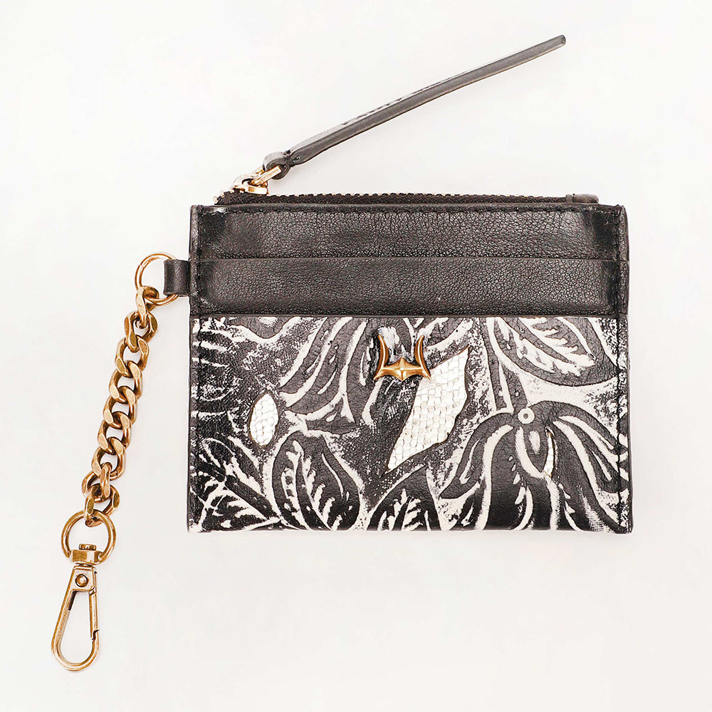 Loyal West Shell Credit Card Holder Black floral
