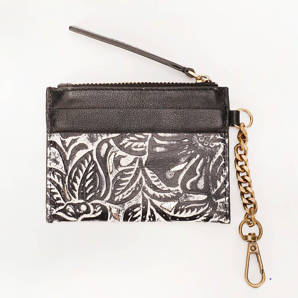 Loyal West Shell Credit Card Holder Black floral