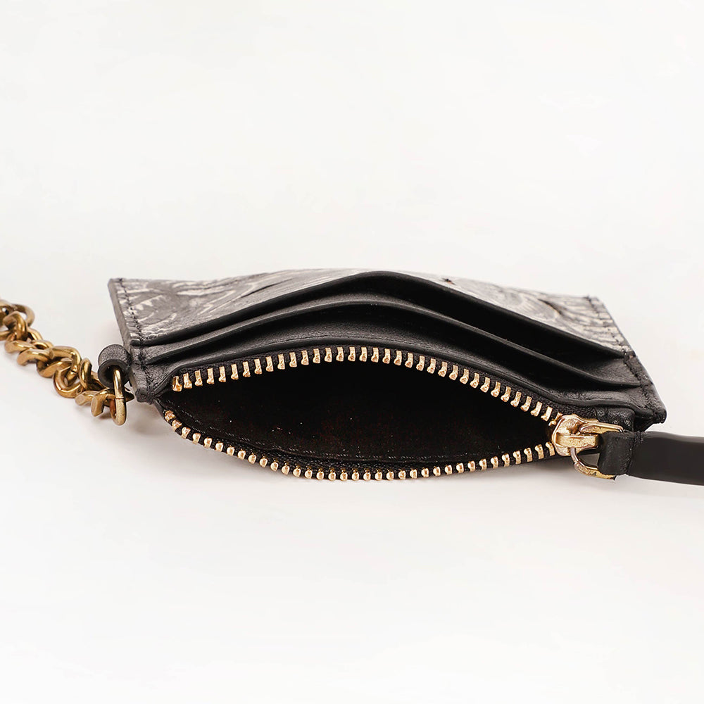 Loyal West Shell Credit Card Holder Black floral