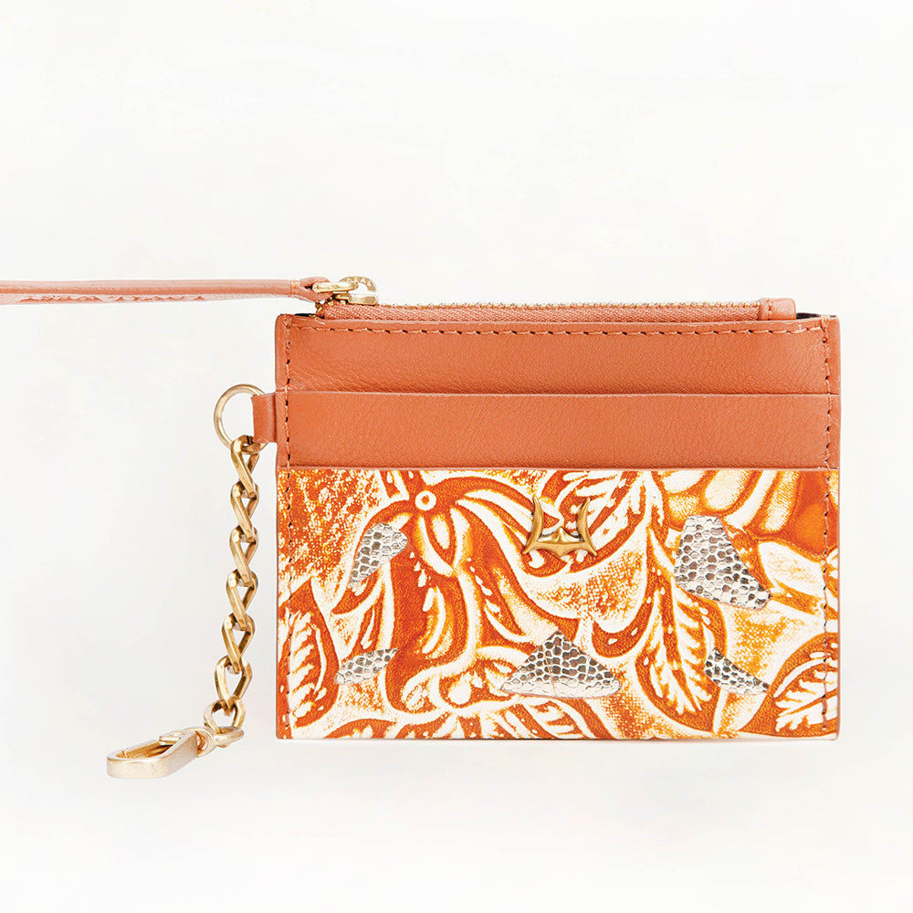 Loyal West Shell Credit Card Holder Golden floral