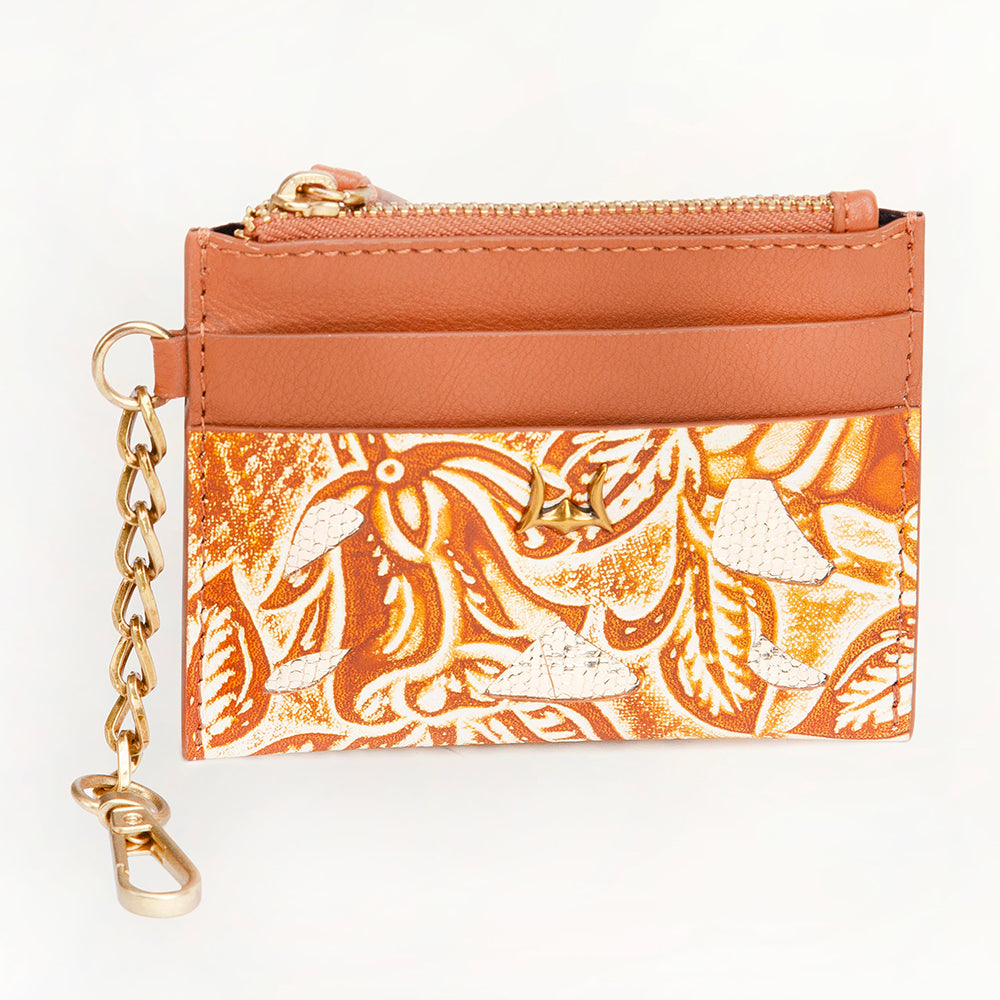 Loyal West Shell Credit Card Holder Golden floral