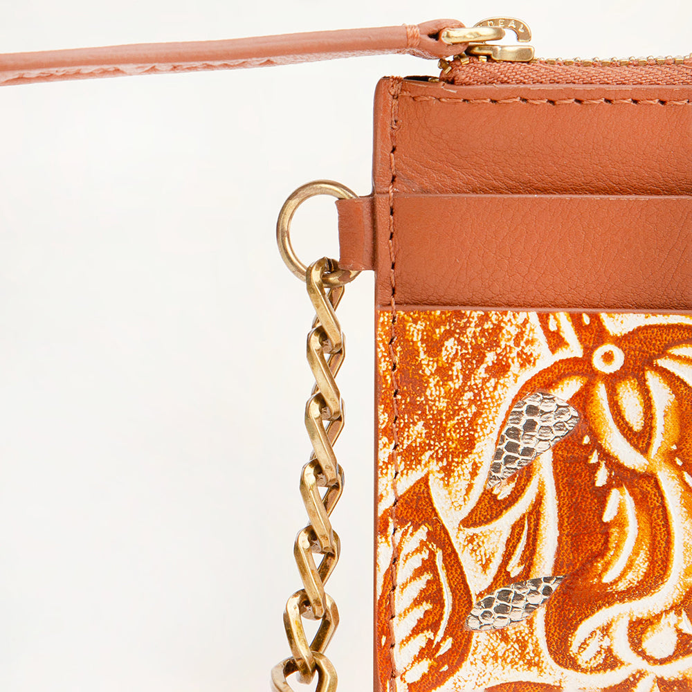 Loyal West Shell Credit Card Holder Golden floral