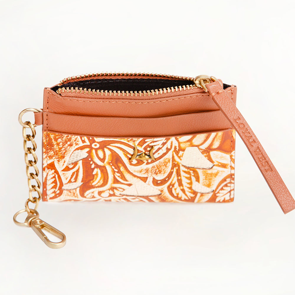 Loyal West Shell Credit Card Holder Golden floral
