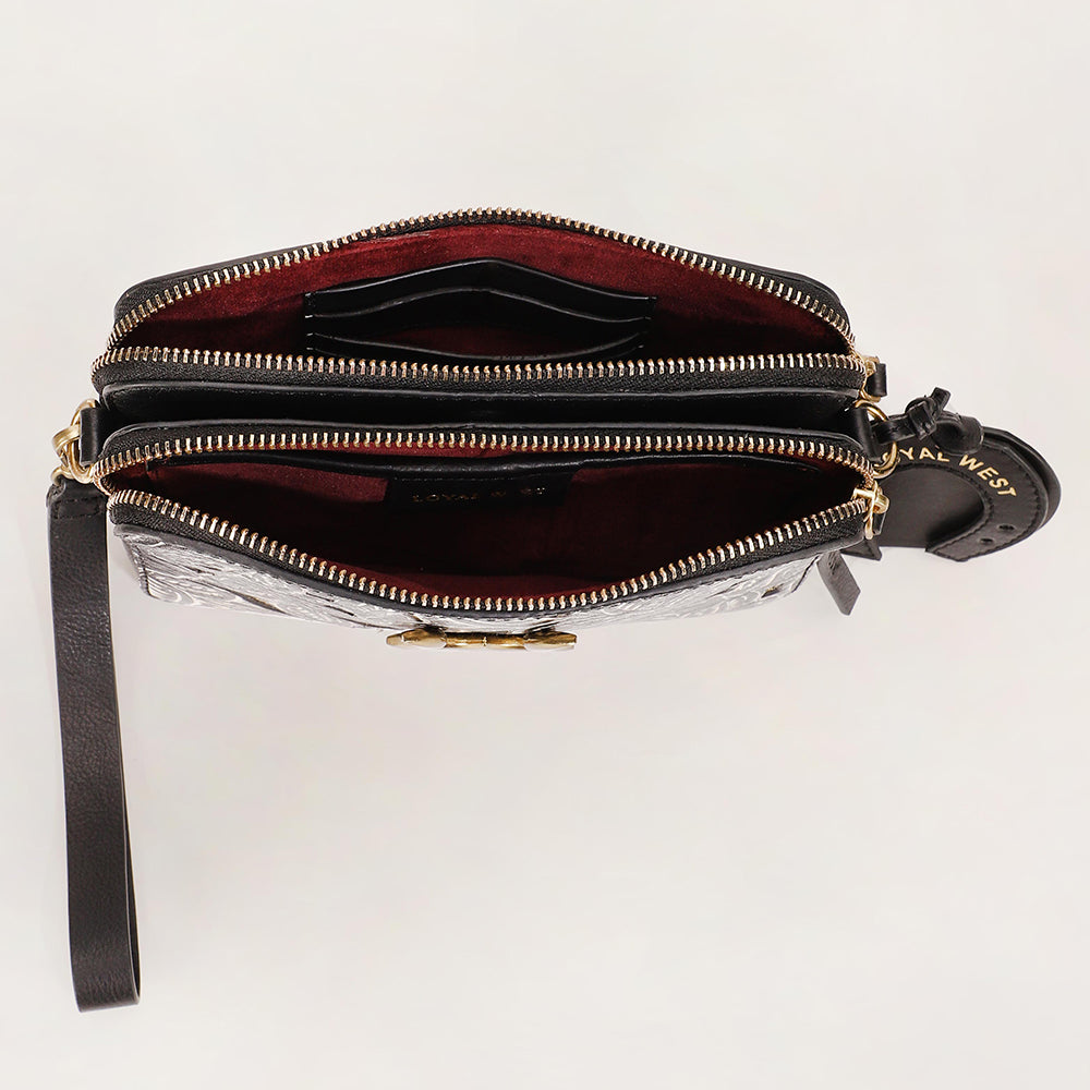 Loyal West Shell Mini Purse Black Floral