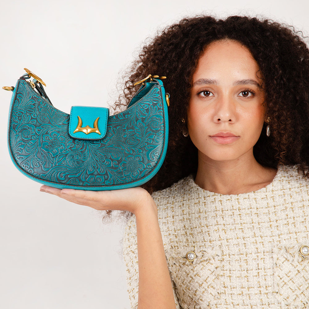 Loyal West Hobo Medium Purse Turquoise Floral