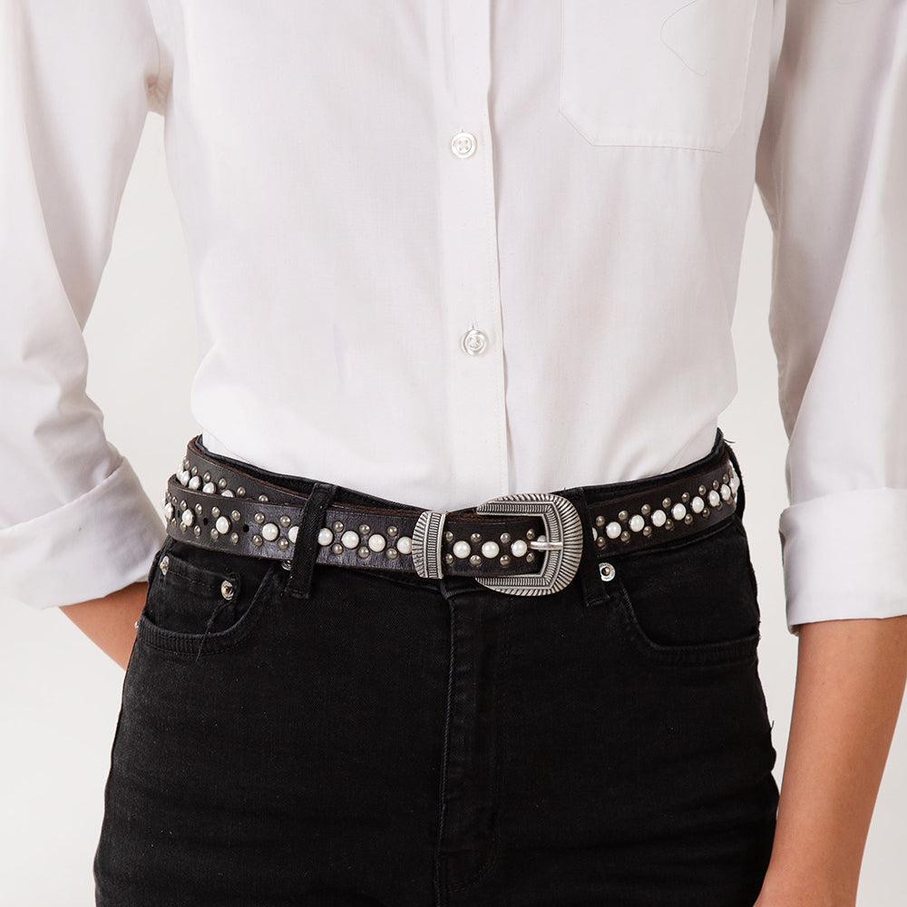 Loyal West Midnight Ranger Leather Belt In Calfskin