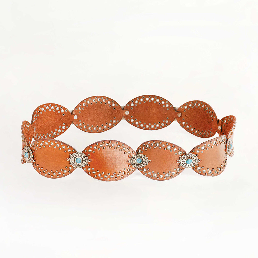 Loyal West Alta Buena Leather Belt In Calfskin-Tan
