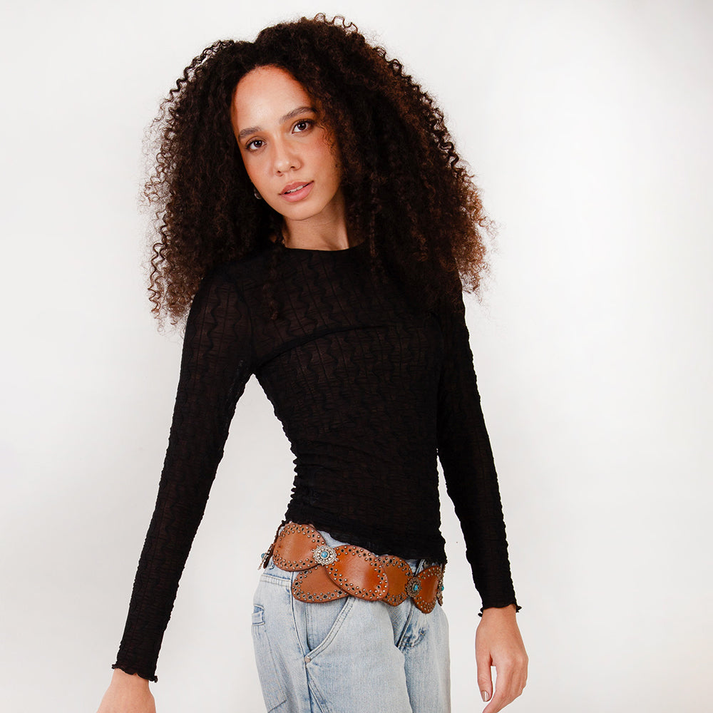 Loyal West Alta Buena Leather Belt In Calfskin-Tan