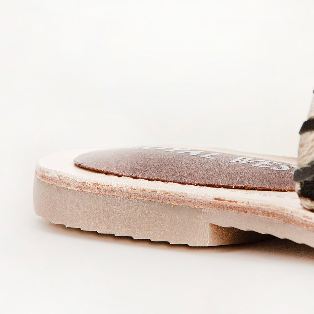 Loyal West Mesa Wanderer Sandals - Black And White Cowhide