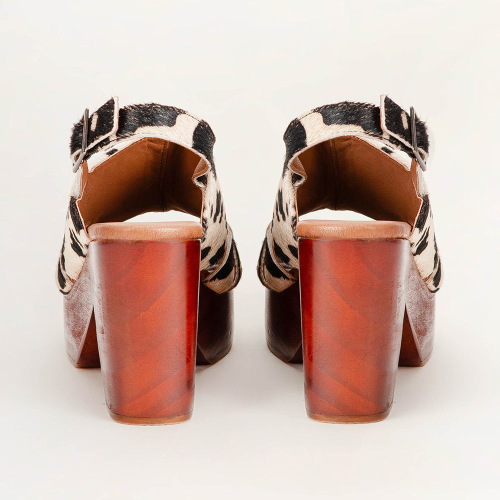 Loyal West Dana Sandals - Black And White Cowhide