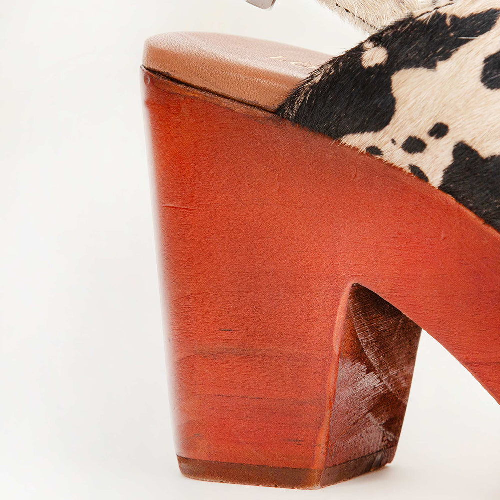 Loyal West Dana Sandals - Black And White Cowhide